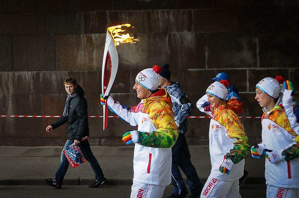 Эстафета олимпийского огня в Москве