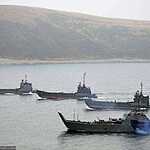 Высадка морского десанта во время тактического учения бригады морской пехоты ТОФ