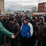 April 25, 2020, Moscow, Russia: People are waiting for food.